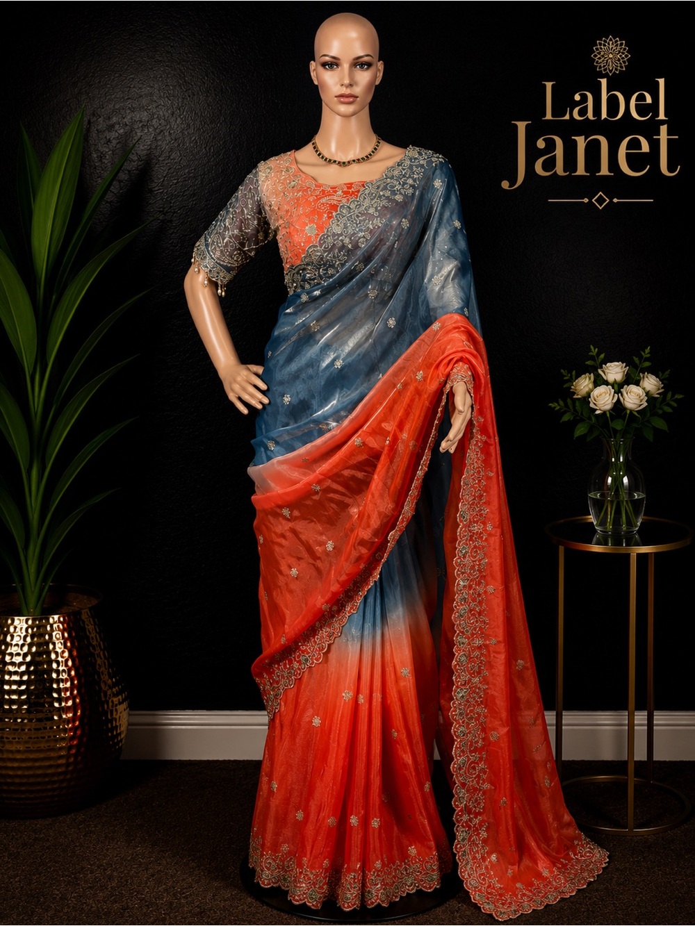 Brand new soft tissue shimmer saree with blouse (34” - 42”)